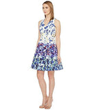 Maggy London Pansy Meadow Stripe Cotton Fit And Flare, Soft White/Navy, 10