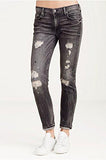 Audrey Mid Rise Slim Boyfriend Distressed Jeans In Grey Misfit 33, Grey Misfit