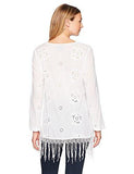 Fringed Embroidered Tunic, Off White, L