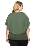 Plus Size Cold Shoulder Layered Top, Olive, 1X