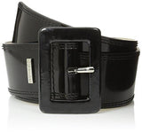 Patent Flat Contour Belt With Double Stitched Edge Blackpolished Nickel Large