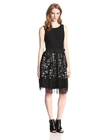 Fit And Flare Lace Dress, Black, 4