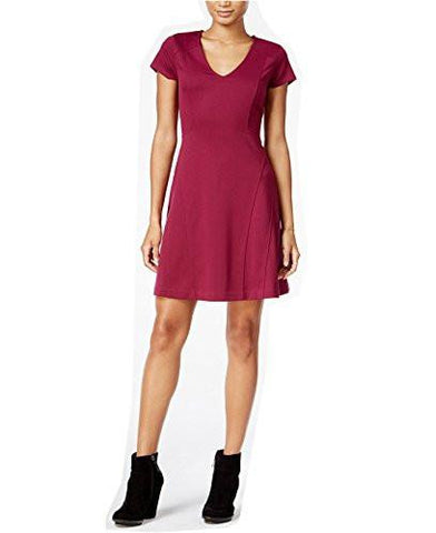 Maison Jules ShortSleeve Fit & Flare Dress Medium, Cherry Plum