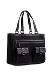 Dark Brown Gg Print Canvas Leather Trimmed Abbey Pocket Tote Bag