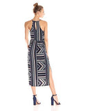 Printed Midi Faux Wrap Dress Dark Navy Multi Small