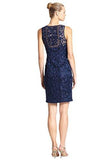 Soutache Embroidered Illusion Neck Cocktail Evening Dress
