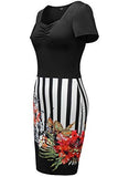 Creti Pencil Sheath Stripe Floral Wear To Work Cocktail Bodycon Summer Dresses