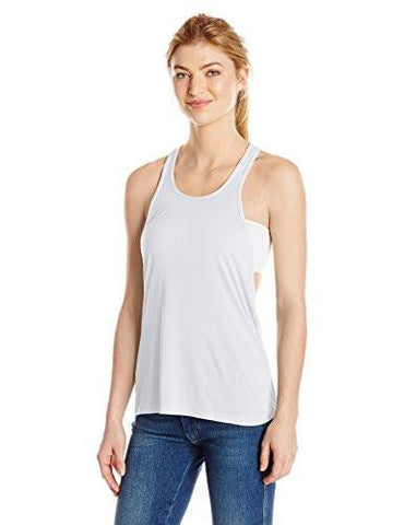 Recreation Washy Jersey Solid Athletic Back Tank Top, White, S