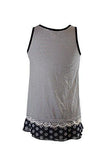 Maison Jules Chiffon Trim Striped Tank Top Navy M