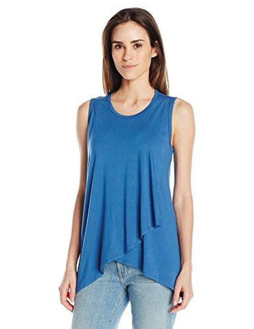 Asymmetric Overlay Tank, Indigo, L