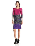 Taylor Dresses Long And Lean Floral Placement Sheath Dress, Fuchsia Purple, 6