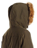 Arctic Cloth Full Length Pile Lined Parka With Faux Fur Trimmed Hood, Army Green, L