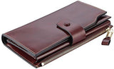Travelambo Rfid Blocking Large Capacity Luxury Waxed Genuine Leather Clutch Wallet Multi Card Organizer Coffee