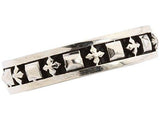 Stackable Studded Ring With Mb Crosses Sterling Silver Ring