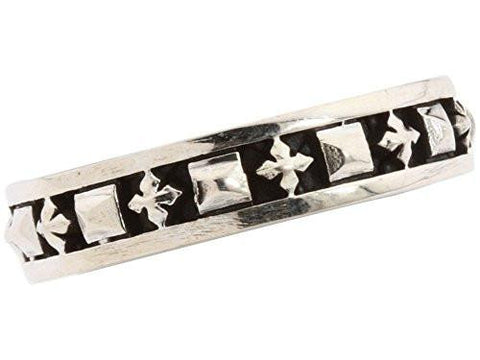 Stackable Studded Ring With Mb Crosses Sterling Silver Ring