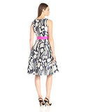 Fit And Flare With Belt, Navy/Ivory, 10