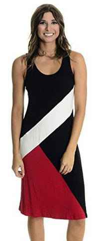Sleeveless Colorblock Dress In Black/White/Red, Medium