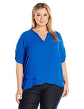 Plus Size Asymmetric Hem Wrap Top, Bright Blue, 3X