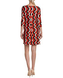 Geo Print Scuba Shift Dress, Scarlet Cream, 8