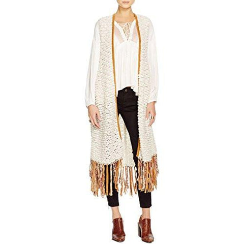 Wool Open Front Sweater Vest Ivory Xs