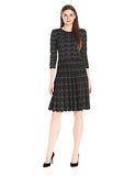 3/4 Sleeve Printed Fit And Flare Sweater Dress, Black/Graphite, XLarge