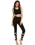 Sweatyrocks Legging Cutout Tie Cuff Slim Yoga Pants Jogger Workout Tights Black Small