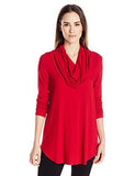 Cowl Neck Rib Top, Red, M