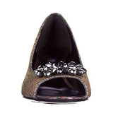 Maralyn Black Peep Toe Heels Us, Dark Gold, Size 6.0