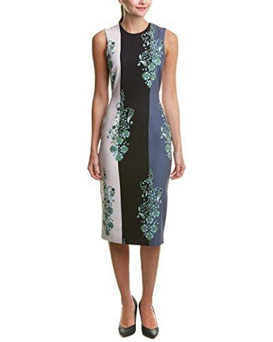 Printed Midi Stretch Crepe Dress, Emerald Multi, 4