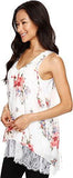 Lace Hem Tank Top Floral Shirt