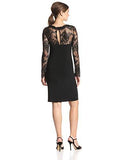 Eliza J Long Sleeve Illusion Lace Dress, Black, 6