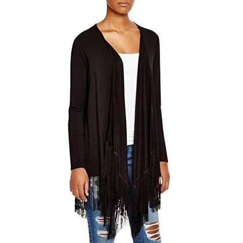 S Modal Fringe Cardigan Top Black L