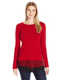 Karen Kane Stretch Lace Inset Sweater, Red/Black, S