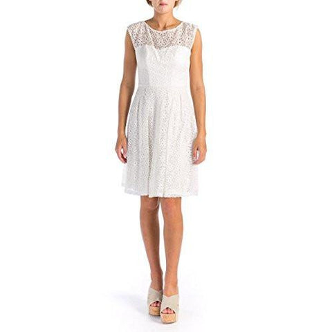 Womens Eyelet Sleeveless Casual Dress White 6