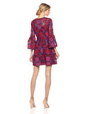 Floral Lace Bell Sleeve Dress, Red, 10