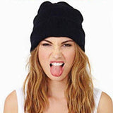 Winter Hat For And Beanie Solid Color Unisex Hats Warm Casual Cap Bonnet Gorro Invierno Skullies Hats And Caps ฺBlack Color