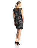 Sleeveless Illusion Lace Peplum Dress, Black, 6