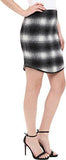 Plaid Curved Hem Skirt Black/Gray Skirt Lg