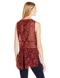 Sleeveless Twist Back Top Wine Redmulti Large