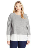 Plus Size Thermal Twofer Top With Shirting Detail Blacksoft Whitemulti 1X