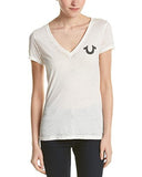 Slim Buddha Burnout V Neck Tee Tshirt In White Small, White