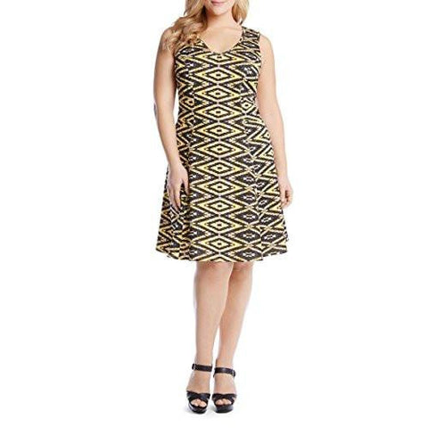 Plus Scuba Printed Wear To Work Dress Multi 1X