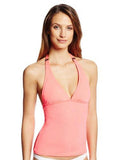 Optic Fiber Solid Break Water Tankini, Coral Glow, Medium