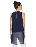 Chiffon Shirttail Sleeveless Shirt Dark Navy Xsmall