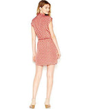 Cap Sleeve Printed Faux Wrap Dress Large, Hibiscus Bloom
