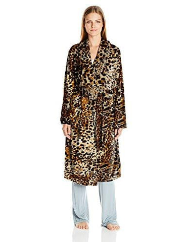 Long Baby Fleece Komono Wrap Robe, Brown Animal, Small/Medium
