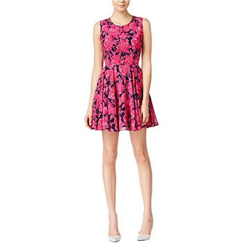 Maison Jules Floral Print Fit & Flare Casual Dress Pink L
