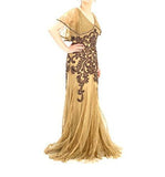 Sleeveless Lace Capelet Gatsby Dress 6 Taupe/Black
