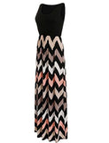 Sherosa Boho Chevron Striped Print Summer Sleeveless Tank Long Maxi Party Dress Xxl Black