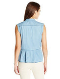 Hidden Buttons Peplum Chambray Top, Heritage Wash, Large